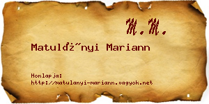 Matulányi Mariann névjegykártya